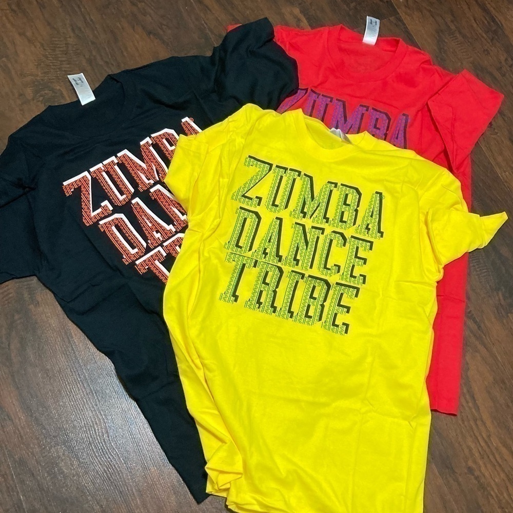 3 ZUMBA T-Shirt “ZUMBA DANCE TRIBE” customazible 100% cotton Large new